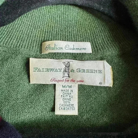 Fairway & Greene 100% Italian Cashmere 1/4 Zip - Men’s Size Medium - Picture 6 of 8